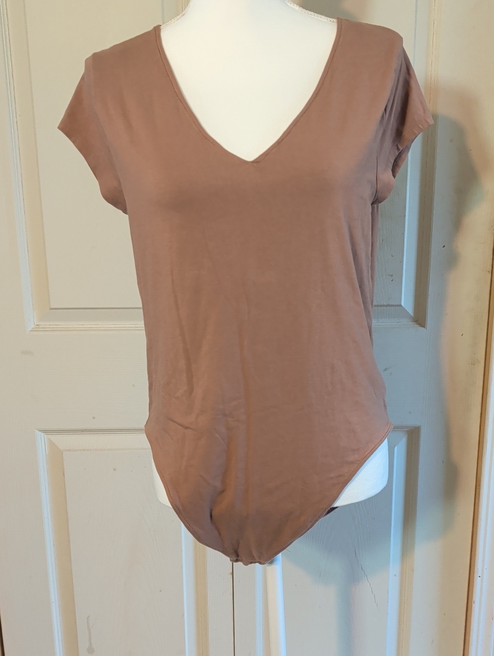 Old Navy V-Neck Short Sleeve Bodysuit - Mauve Brown